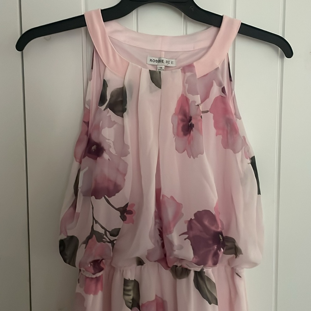 Robbie Bee Pink Floral Bridesmaid Dress